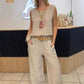 ⏳Limited time 49% off! 🍃Solid Color Sleeveless Top & Wide Leg Pants 2-PCS Set