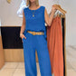 ⏳Limited time 49% off! 🍃Solid Color Sleeveless Top & Wide Leg Pants 2-PCS Set