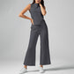 💕2025 Hot Sale 49% OFF🔥2025 New Women's Solid Color Two-Piece Set Sleeveless Turtleneck Top & Wide Leg Pants