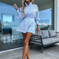 🌸Summer Hot Sale 49%OFF🌸Women's Casual Elegant Lace 2-Piece Set with Button Down Shirt and Shorts