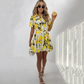 🌞New Summer Mood💛Women's Printed Lapel V-Neck Long Dress with Belt