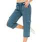 💕2025 Hot Sale 49% OFF🔥2025 New Women's Solid Color High-Waist Drawstring 3/4-Length Cargo Pants