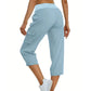 💕2025 Hot Sale 49% OFF🔥2025 New Women's Solid Color High-Waist Drawstring 3/4-Length Cargo Pants