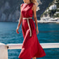 Elegant Solid Color Sleeveless Maxi Dress with Belt