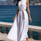 Elegant Solid Color Sleeveless Maxi Dress with Belt