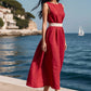 Elegant Solid Color Sleeveless Maxi Dress with Belt