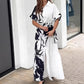 Women's Printed Color-Block Shirt Dress