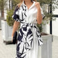 Women's Printed Color-Block Shirt Dress