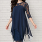 Women's Elegant High-Low Hem Lace Overlay Dress