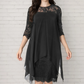 Women's Elegant High-Low Hem Lace Overlay Dress