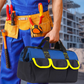 🧰🔧 Heavy Duty Tool Bag – Waterproof Hard Bottom, Oxford Cloth, Multiple Pockets, Padded Handle & Shoulder Strap – for DIY, Construction, Auto Repair – 13" to 19" (Red/Blue/Yellow/Green)