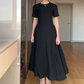 🌸New Arrival 50%OFF💖 Women's Solid Color Elegant Short Sleeve Maxi Dresses