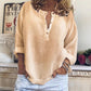 🌸New Arrival 50%OFF🌈 Womens Casual Button V Neck Long Sleeve Shirts Oversized Solid Blouses Tops