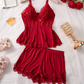 🌸New Arrival 50%OFF💖 Lace Trimmed V-Neck Camisole & Shorts Sleepwear Set