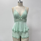 🌸New Arrival 50%OFF💖 Lace Trimmed V-Neck Camisole & Shorts Sleepwear Set