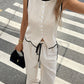 💥Hot Sale 50% Off⌛Women's Contrast Binding Sleeveless Tank & Drawstring Waist Pants Two-piece Set