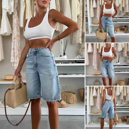 🌸Summer Hot Sale 50%OFF🌸Retro Destroyed Denim Midi Pants