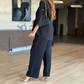 🌸New Arrival 50%OFF💖 Women's Solid V-Neck Tops ＆ Wide-Leg Pants 2-Piece Set