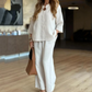 🌸New Arrival 50%OFF💖 Women's Solid V-Neck Tops ＆ Wide-Leg Pants 2-Piece Set