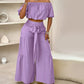 🌸New Arrival 50%OFF💖 Off-Shoulder Puff Sleeve Top with Wide-Leg Pants 2-Pieces Set