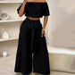 🌸New Arrival 50%OFF💖 Off-Shoulder Puff Sleeve Top with Wide-Leg Pants 2-Pieces Set