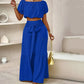 🌸New Arrival 50%OFF💖 Off-Shoulder Puff Sleeve Top with Wide-Leg Pants 2-Pieces Set