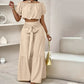 🌸New Arrival 50%OFF💖 Off-Shoulder Puff Sleeve Top with Wide-Leg Pants 2-Pieces Set