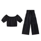 🌸New Arrival 50%OFF💖 Off-Shoulder Puff Sleeve Top with Wide-Leg Pants 2-Pieces Set