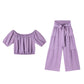 🌸New Arrival 50%OFF💖 Off-Shoulder Puff Sleeve Top with Wide-Leg Pants 2-Pieces Set