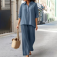 🌸New Arrival 50%OFF🌈 Solid Color Cotton Linen Shirt & Wide Leg Pants Set