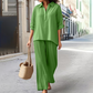 🌸New Arrival 50%OFF🌈 Solid Color Cotton Linen Shirt & Wide Leg Pants Set