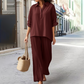 🌸New Arrival 50%OFF🌈 Solid Color Cotton Linen Shirt & Wide Leg Pants Set