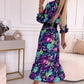 🌸New Arrival 50%OFF💖 Women’s Elegant Floral Print V-Neck Side Slit Dress