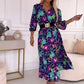 🌸New Arrival 50%OFF💖 Women’s Elegant Floral Print V-Neck Side Slit Dress