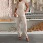 💃 Women's Sleeveless Draped-Neck Jumpsuit with Pockets