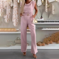 💃 Women's Sleeveless Draped-Neck Jumpsuit with Pockets