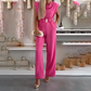 💃 Women's Sleeveless Draped-Neck Jumpsuit with Pockets