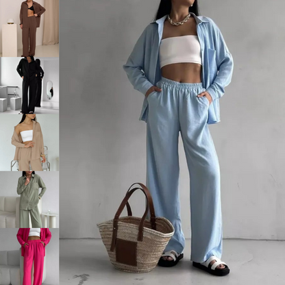 🌸New Arrival 50%OFF💖Women's Button-Down Shirt & Pants 2-Piece Set