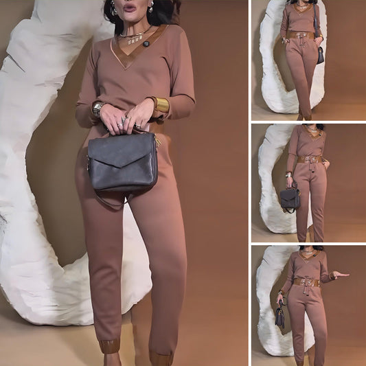 🎉2025 New Products Hot Sale✨Comfortable Stylish Set-V-Neck Top & Drawstring Pants