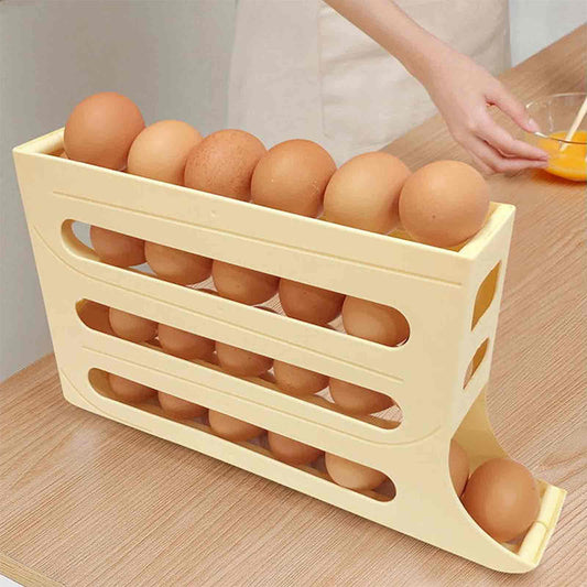 💥 50% OFF! 🎉 Egg Holder for Fridge, Eggs Dispenser Auto Rolling 🥚