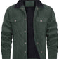 Men's Corduroy Jacket, Sherpa Lined, Cargo Jacket, Cotton, Turn-Down Collar, Winter, Warm, Casual, Work Coat with 5 Pockets
