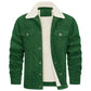 Men's Corduroy Jacket, Sherpa Lined, Cargo Jacket, Cotton, Turn-Down Collar, Winter, Warm, Casual, Work Coat with 5 Pockets