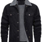 Men's Corduroy Jacket, Sherpa Lined, Cargo Jacket, Cotton, Turn-Down Collar, Winter, Warm, Casual, Work Coat with 5 Pockets
