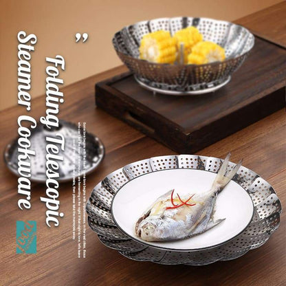 🍳🥦Foldable Stainless Steel Steamer: Multifunctional, Healthy, & Space-Saving!