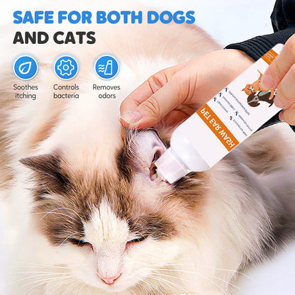 🐾 BUY 1 GET 1 FREE! ✨ Pet Ear Cleaner - Gentle Formula with Soothing Aloe for Dogs & Cats, Prevents Infections & Odor 🌿👂