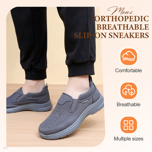 ✨ Men's Orthopedic Breathable Slip-On Sneakers - Arch Support with Memory Foam Insoles for All-Day Comfort 🏃‍♂️💨