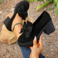Women's Bow Chunky Heel Loafers