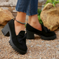 Women's Bow Chunky Heel Loafers