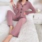 🔥New Arrivals Hot Sale: Sale 60%OFF⚡Women's Ribbed Knit Pajamas Sets with Lapel Collar & Bows