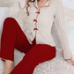 🔥New Arrivals Hot Sale: Sale 60%OFF⚡Women's Ribbed Knit Pajamas Sets with Lapel Collar & Bows